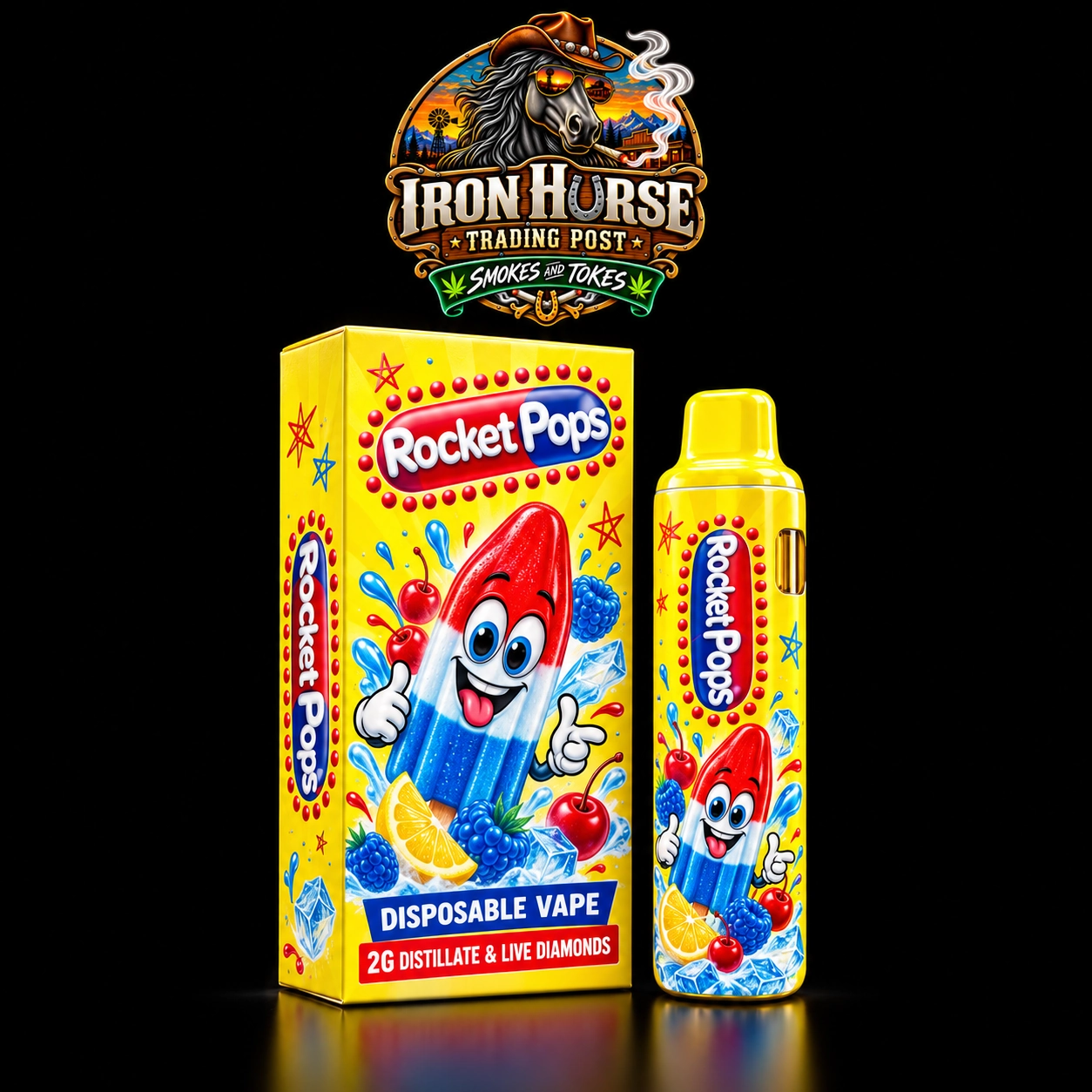 Rocket Pops Disposable Vape – 2g Distillate & Live Diamonds v2 Rocket Pops Disposable Vape – 2g Distillate & Live Diamonds - Image 1