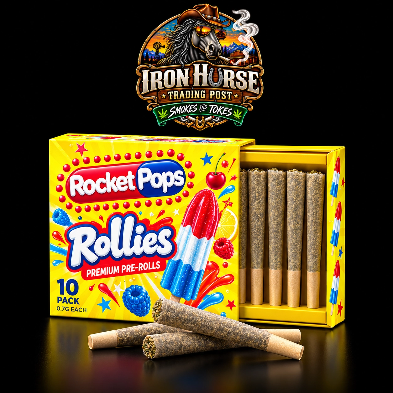 Rocket Pops Rollies Premium Pre-Rolls – 10 Pack - 0.7g Each v2 Rocket Pops Rollies Premium Pre-Rolls – 10 Pack | 0.7g Each - Image 1