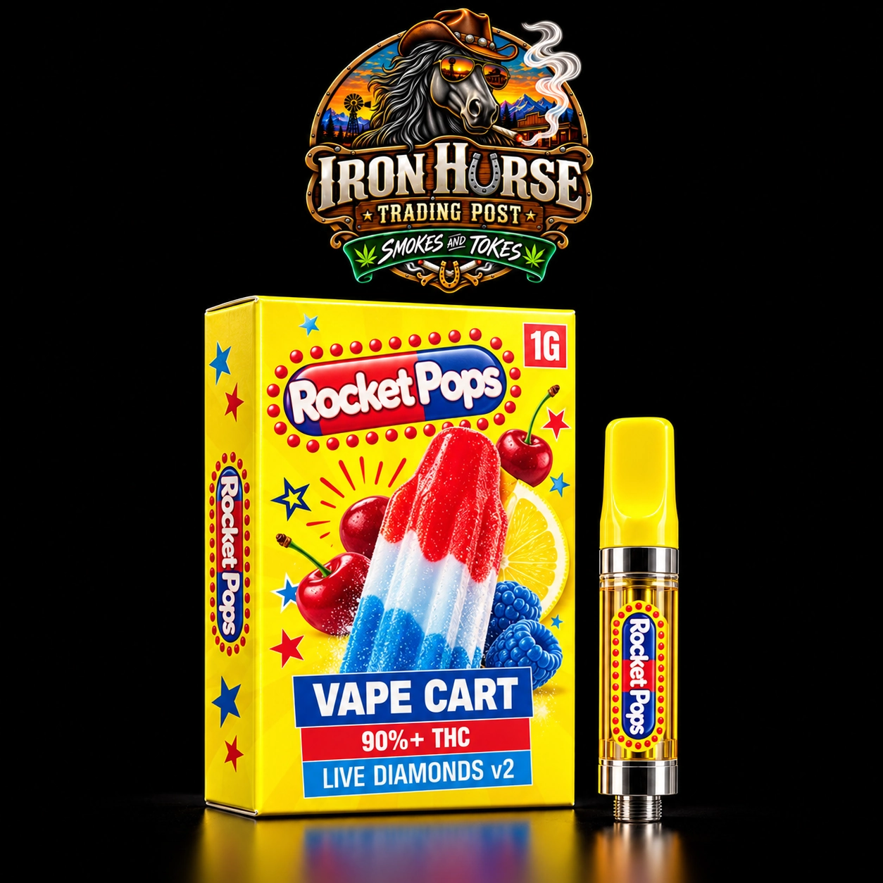 Rocket Pops Vape Cart – 1g - 90%+ THC Live Diamonds v2 Rocket Pops Vape Cart – 1g | 90%+ THC Live Diamonds - Image 1